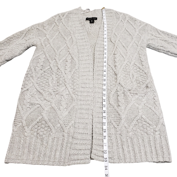Rachel Zoe Chunky Cable Knit Wool Yak Blend Open Front Cardigan Sweater Sz Med - Picture 9 of 12